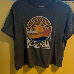 BearPaw Outfitters Womens Sunset Boxy Crop GraphicTee Short Sleeve Charcoal XL